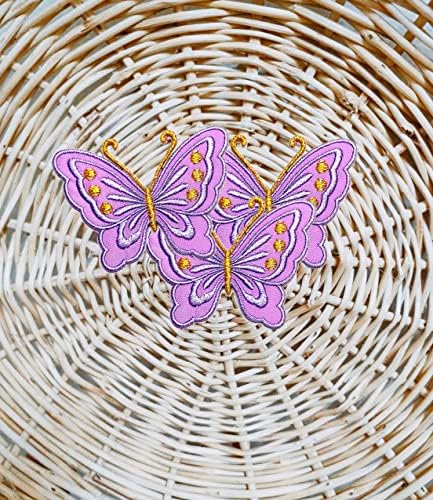 Мини Лилави Ленти с пеперуди, Животни-Пеперуди, Природа, Карикатура, Бродирани Гладене на Дрехи, Значки с Бродерия, Етикети