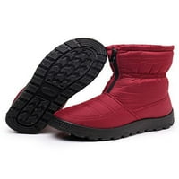 Дами комфорт зимни топли обувки студено време среден телешки обувка работа плюшена облицовка червено 5