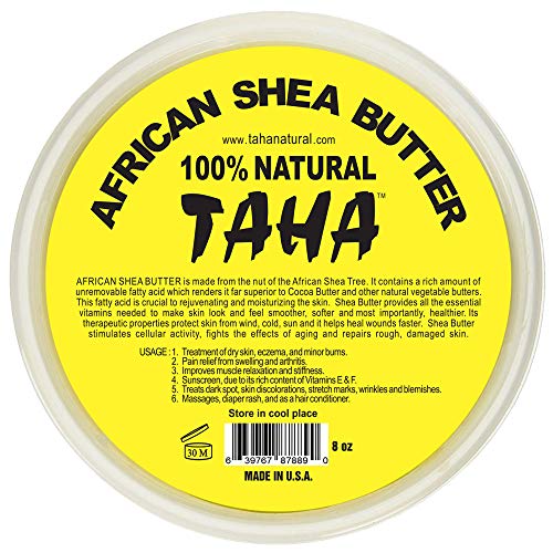 Крем с масло от африканско ши Таха – Чист, Органичен, Нерафинированный и непреработена, Жълт цвят – За кожа и стрии