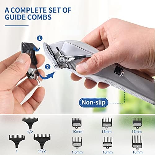 Машинки за подстригване на коса за Мъже, Метален комплект за Подстригване с Приложени Т-Образно острие с led дисплей, Професионален