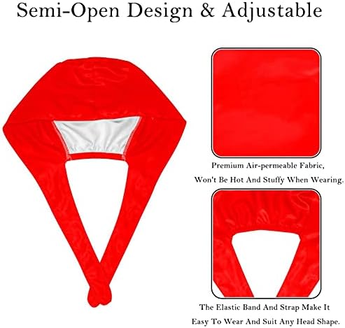 Niaocpwy 2 опаковки Чисто Червени Работни шапки за еднократна употреба с учебната лента за Жени и мъже, Шапчица-Тюрбан с