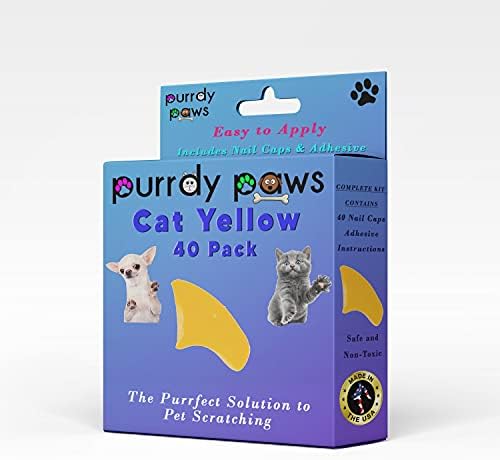 Purrdy Paws 40 Опаковки Меки Капачки за Котешки Нокът Жълто