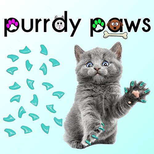 Purrdy Paws 100 Опаковки Меки Капачки за Котешки Нокът Голям Тюркоаз