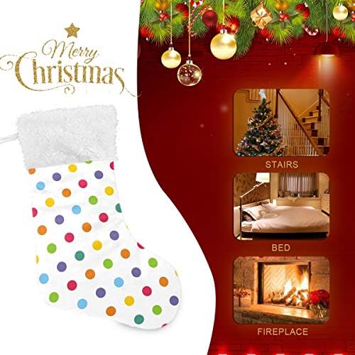 Коледни Чорапи PIMILAGU, Разноцветни Коледни Чорапи на Точки, 1 Опаковка, 17,7 инча, Окачени Чорапи за Коледна украса