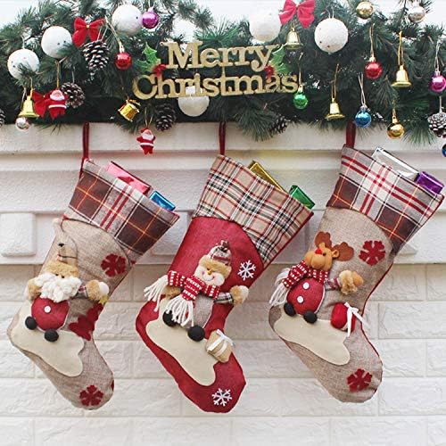 Tiandirenhe 183 бр. Персонални Коледни Чорапи, Персонални Чорапи Дядо Коледа, Снежен човек, Северен Елен, Карирани/Селска/Фермерска