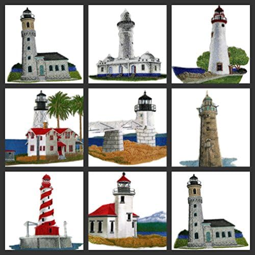 Обичай и уникален фар [Grosse Point Lighthouse], бродирана на желязо нашивке [7,5 * 6] [Произведено в САЩ]