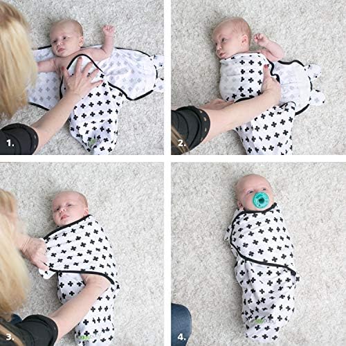 Регулируеми Детски Пелени Ziggy Бебе от 0 до 3 месеца - Комплект от 3 опаковки на Одеяла за Бебета - Мек Памук в Черно и