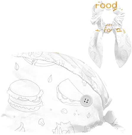 Работни шапки Food-01 с завязкой копчета отзад, Шапки с ластик за коса Sweatband и Bow