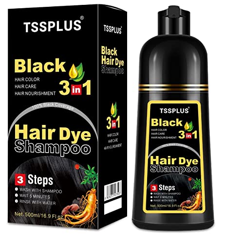 TSSPLUS 500 мл Шампоан за Черна Коса Organic Натурална Боя За Коса на Растителна Копър Шампоан за Боядисване на Черна Коса,
