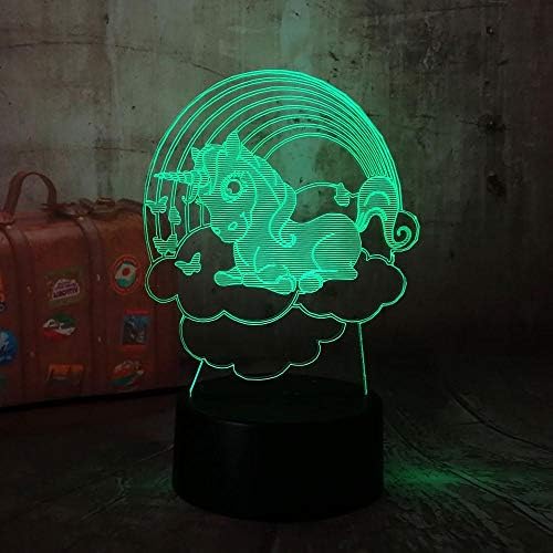 Красив Сладък Еднорог 3D Led Настолна Лампа 7 Цвята Промяна нощни лампи Декор на Детска Стая Блясък Празник Романтичен Подарък