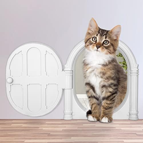 Межкомнатная вратата SlowTon Cat Door - от 9.4 × 10,8 инча, Запирающаяся без панти на крилото на вратата на достъпа за коте, за интериорни врати, Врати за домашни любимци за мал?