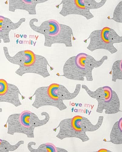 The Children ' s Place / Цели Пижама на крака от памук с цип отпред за малки момичета, комплект от 2 теми Love Family/Elephant, 0-3 месеца