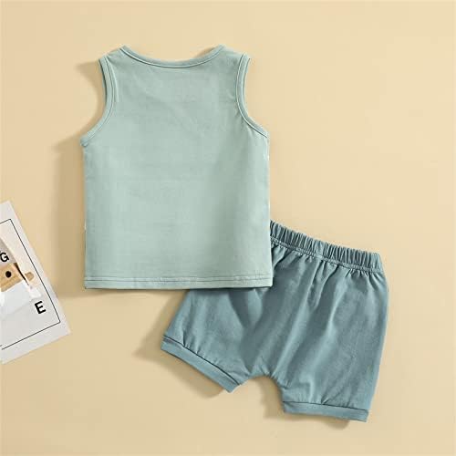 SHIBAOZI / Комплект Летни дрехи За Малки Момчета, 2 броя, Шарени Върховете на Бретелях, Тениска Без ръкав + Гащета с завязками,