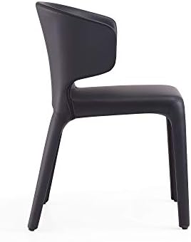 Съвременен стол за Хранене Manhattan Comfort Conrad средата на века, осеян изкуствена кожа, Комплект от 2 стола, черен