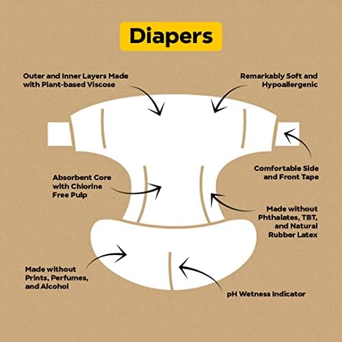 Бебешки Пелени от вискоза Dyper от Бамбук Размер 4 + 10 Опаковки Мокри Кърпички | Естествени съставки|, Изработени от материали