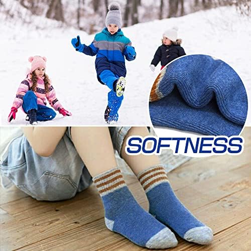 Зимни чорапи за деца SPTRAMLE, 5 двойки, Топли Туристически Дебели чорапи за деца и момичета, Топли детски чорапи за екипажа