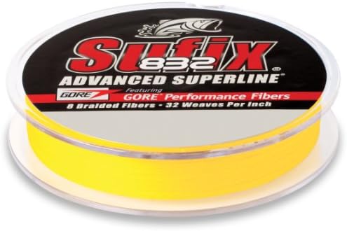 Плитка Sufix 832 Advanced Superline, Hi-Vis Жълт цвят, бобини с тегло 40 кг / 600 ярда