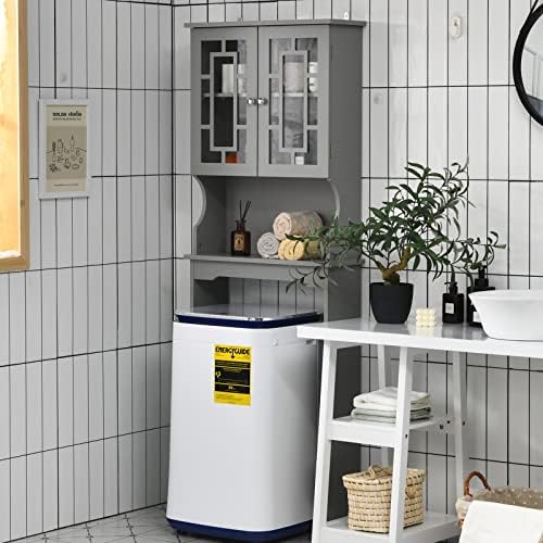 BestComfort Дървен Шкаф За съхранение на над Тоалетна, Спестяване на пространство в Дома банята, Двойни Врати, Регулируема