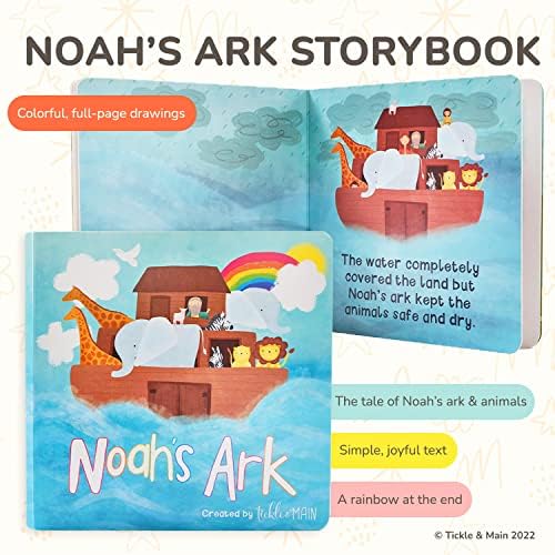 Подаръчен комплект играчки Гъди & Main Noahs Ark, състоящ се от 5 теми, включва Книга, Кърпа с качулка и 3 Играчки-брызгалки