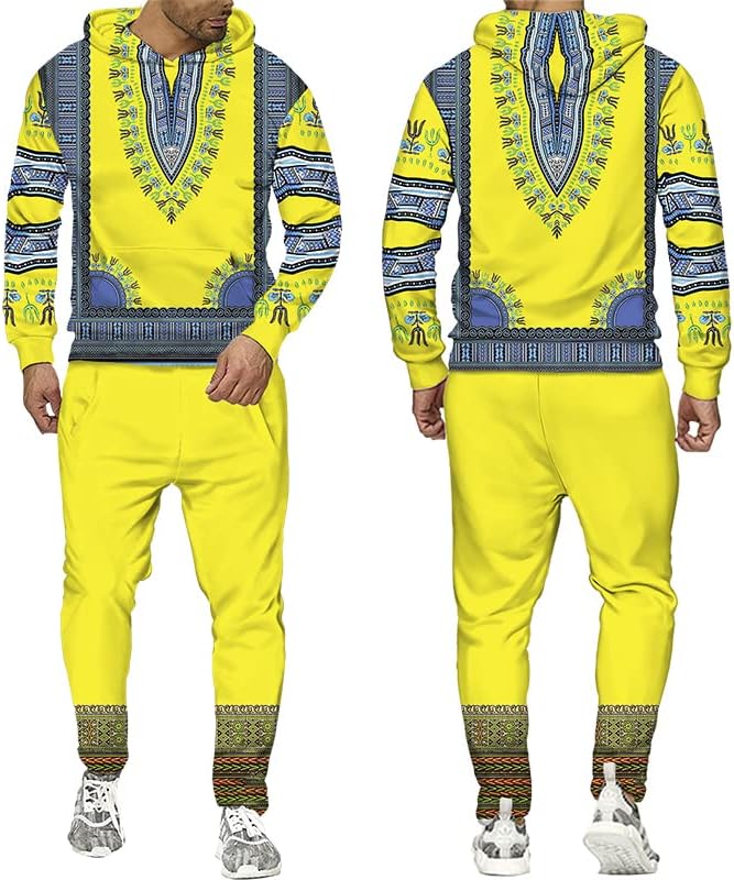 Мъжки Спортен Костюм в Етнически Стил с 3D Принтом, Ретро Индийски Блузи И Панталони, Комплект Ежедневните Свитшотов, Мъжки