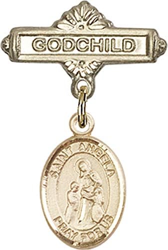 Детски икона Jewels Мания за амулет Свети Анджела Меричи и игла за икона Кръщелница | Детски иконата със златен пълнеж с