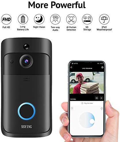 Видео звънчева Камера HD, WiFi Звънец Безжичен Управляем Детектор на Движение Аудио и Говорител за Нощно Виждане за iOS и