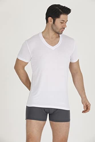 Мъжки t-shirt BAMBOOVEN с V-образно деколте – Висококачествена бамбук, супер Лека, Дишаща, Класическа тениска с V-образно