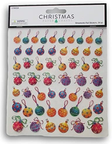 Етикети с орнаменти за Коледната топка - Стикери от фолио за Занаяти и Албуми за Изрезки - 54 Броя