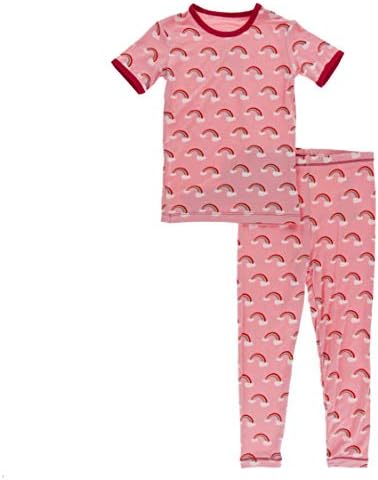 Пижамный Комплект KicKee Pants Добре Дошли у дома, Къс Ръкав, Дълги Панталони, Стегнати Детски Пижами