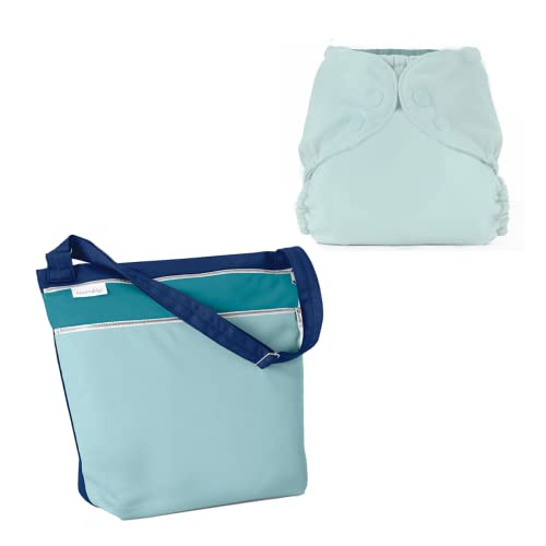 Външния калъф за подгузника от непромокаемой тъкан Esembly (Mist, размер 1) и дневната чанта (Mist Colorblock), за многократна