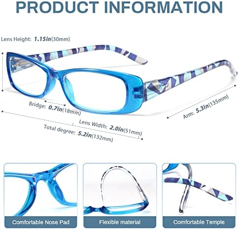 Gaoye 6 опаковки Очила за четене за жени, Ридеры със синя светлина за жени и мъже, Компютърни очила за четене с пружинным