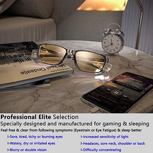 Очила CAXMAN Blue Light за компютърни игри и Сън, с Подвижни Странични Плочи