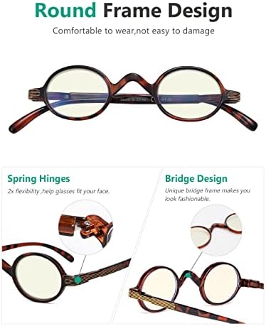 Очила със сини светофильтром Eyekepper - Компютърни очила - Малки Кръгли Блокер Очила с кутия пролетта панти - Костенурка
