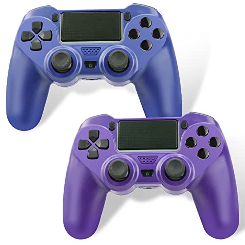 безжичен контролер eeidc в комплект за PS4, дистанционно за Playstation 4/Slim/Pro с двойно амортизатором/Аудио /шестиосевым датчик за движение (лилаво и синьо)