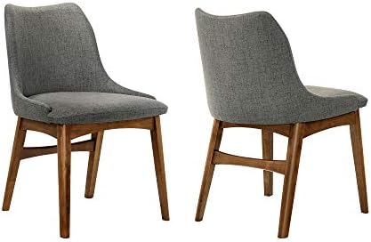 Трапезни столове Kati Living Azalea от плат и дърво-комплект от 2, 19 SH, въглен / орех
