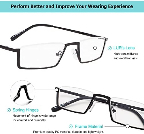 LUR 6 опаковки очила за четене в полукръгла рамка (общо 6 двойки ридеров + 1,00)