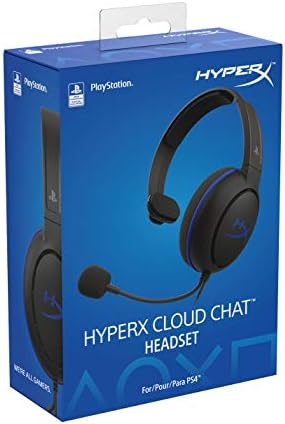 Слушалки HyperX Cloud Chat – Официалната разрешително PlayStation за PS4, Ясен гласов чат, 40-мм драйвер, микрофон с шумопотискане, поп-филтър, Вградени средства за управление на з?