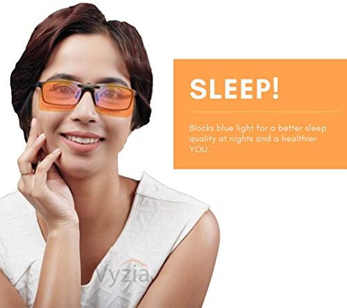 Vyzia Clip On Сини светозащитные очила за сън | се Поставят върху точки по лекарско предписание, оранжеви лещи Помагат за