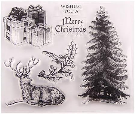 Весела Коледа Декорации за Коледната елха Лосове Елен Прозрачни Печати за Направата на Коледни картички, Украса и Scrapbooking