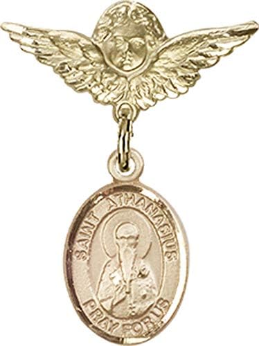 Иконата Jewels Мания Бебе с изображение на Св. Ключодържател Атанас и икона Ангел с крила | Детски икона от 14-каратово злато
