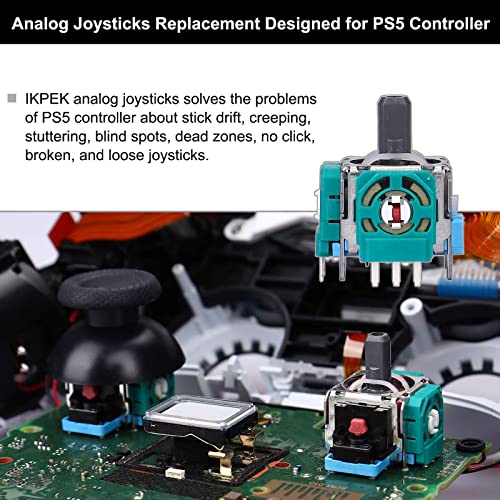 IKPEK 2 бр. Аналогови 3D Джойстици Смяна на контролера на PS5, Част от Джойстик с Ремонт комплект Отвертки за контролер Playstation