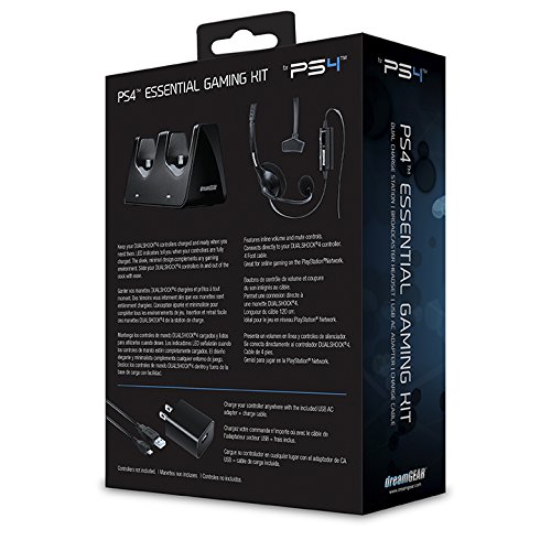 Слот комплект dreamGEAR Essentials за PS4 - Слушалки, кабел за зареждане, докинг станция за зареждане и зарядно устройство