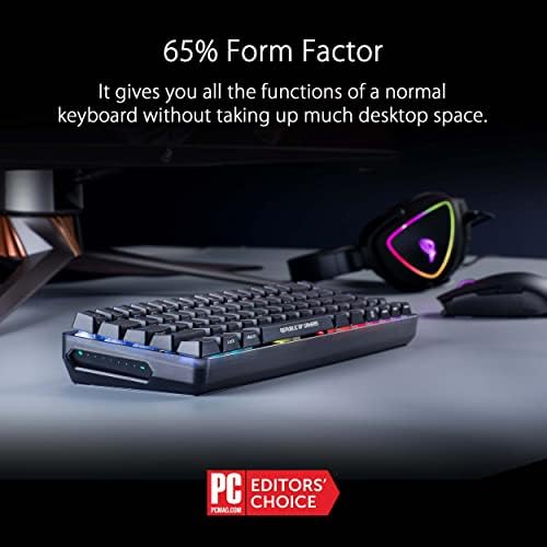 Детска ръчна клавиатура ASUS ROG Falchion NX 65% Безжична RGB | ROG NX Кафяви Тактилни Ключове, Шапки за комбинации PBT Doubleshot,