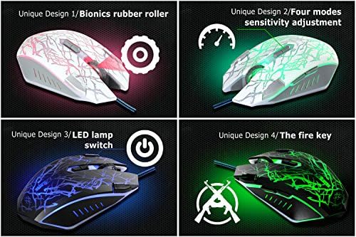 DLAND LED цветни 9 програмируеми клавиши Макроопределение 2500 dpi USB Кабел слот мишка Мишка с Dland Голяма подложка за