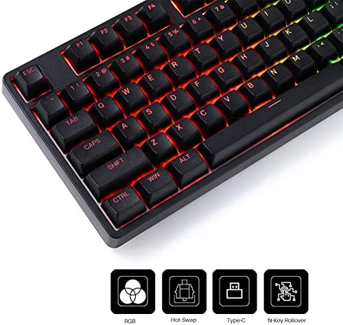 Механична клавиатура Akko 5087S TKL Черен цвят с прозрачни клавишными капачки от PBT, RGB подсветка, гореща замяна, с Линейни