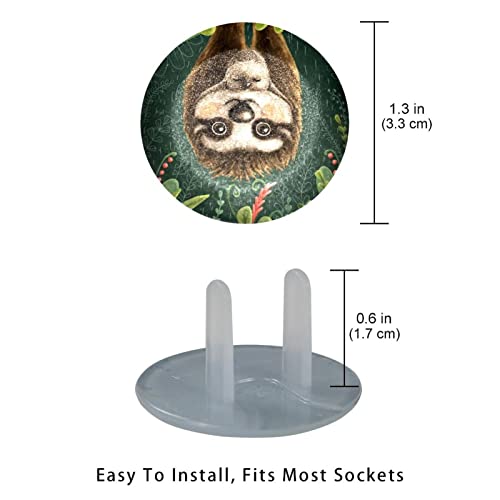 Капачки за контакти Sloth Tropical 12 Бр. - Защитни капачки за контакти, за деца – Здрави и устойчиви – Лесно да защитават вашите контакти от деца