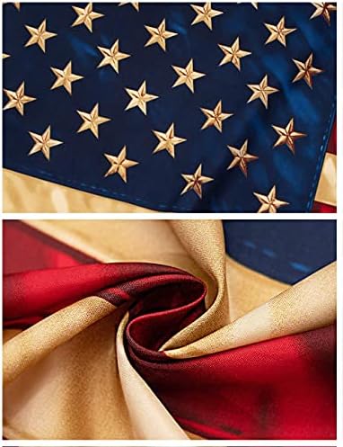 FRF САЩ Ретро Флаг, Оцветени в Чай Американски Флаг 3x5 Антични Знамена на САЩ за улица с Месинг облицовки за Декорация на
