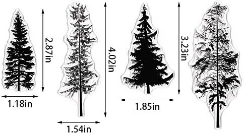 Листа от Иглолистни дървета, Прозрачни Печати за направата на Картички, Горски Дървета Гумени Печати Дърво Гангл Дърво Прозрачен