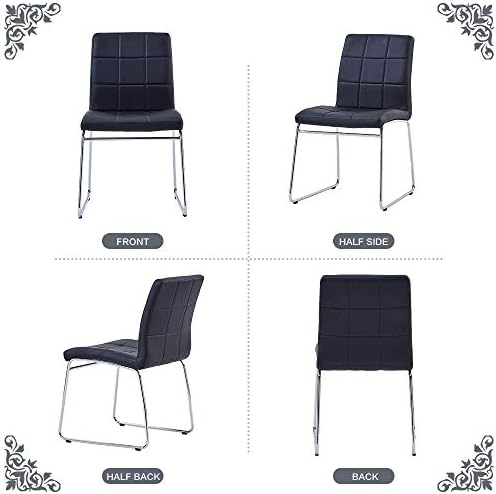 Модерни Трапезни столове от изкуствена кожа за вътрешна употреба, Удобен Кухненски столове с Хромирани крака за кухня, Хол,