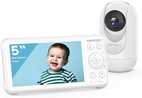 Следи бебето Momcozy с камера 1080P, 5-инчов Видеоняня с разделен екран, батерия 5000 ма, не, Wi-Fi, Инфрачервено Нощно Виждане,